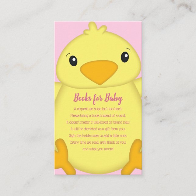 Chick Baby Shower Pink Enclosure Card (Front)