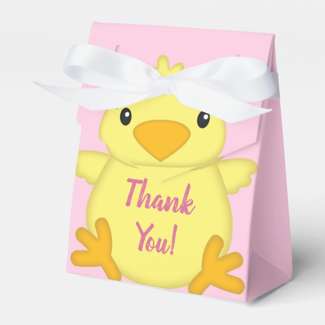Chick Baby Shower Pink Favour Box (Front Side)