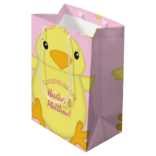 Chick Baby Shower Pink Medium Gift Bag (Back Angled)