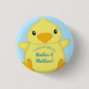 Chick Baby Shower Spring Blue 3 Cm Round Badge