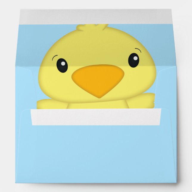 Chick Baby Shower Spring Blue Envelope (Back (Bottom))