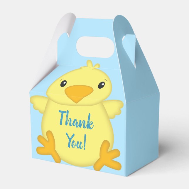 Chick Baby Shower Spring Blue Favour Box (Front Side)