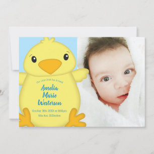 Chick Baby Shower Spring Blue Invitation