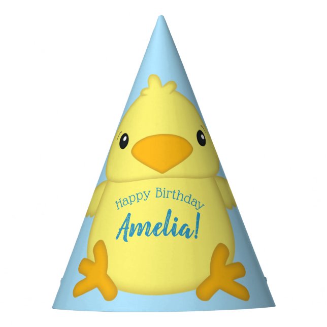 Chick Birthday Party Blue Hat (Front)