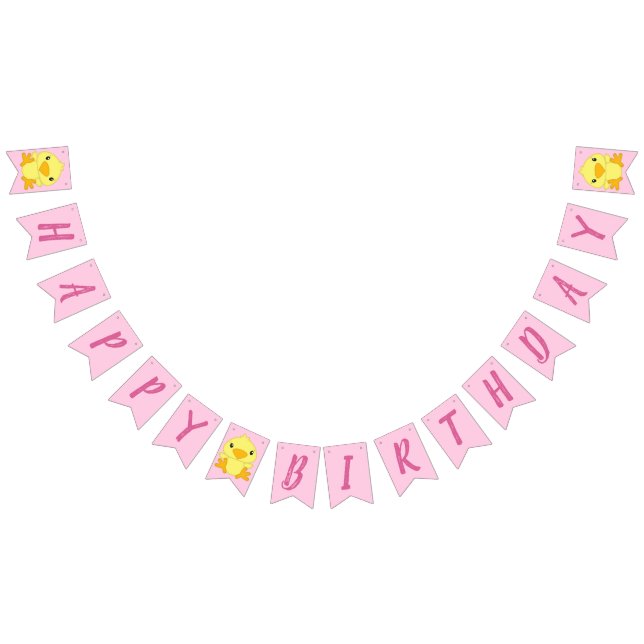 Chick Birthday Party Pink Bunting (All)