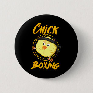 Chick Boxing Kickboxing Tee For Female Competitors 6 Cm Round Badge