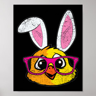 Chick Bunny Ears Easter Cute Farm Animal Spring  Poster