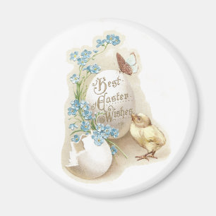 Chick, Butterfly & Eggs Vintage Easter Magnet