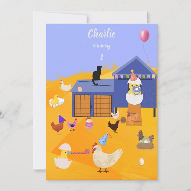 Chick Charlie Chicken birthday Invitation (Front)