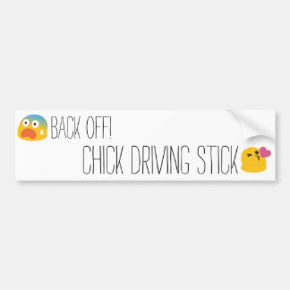 Chick Driving Stick Bumper Sticker