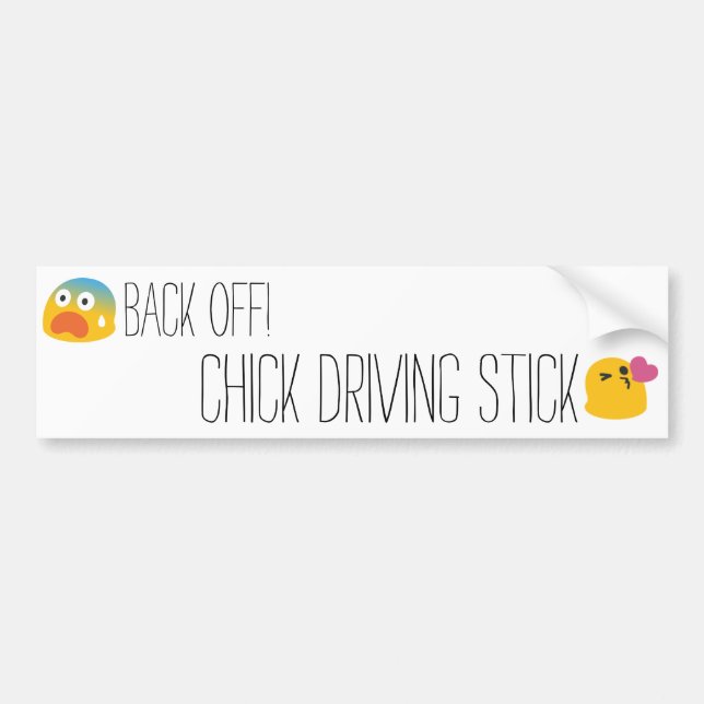 Chick Driving Stick Bumper Sticker (Front)