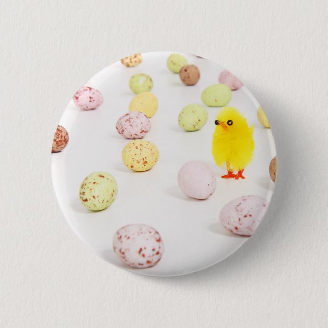 chick eggs easter 6 cm round badge (Front)