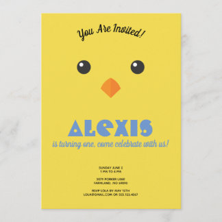 Chick Face Birthday Party Photo Invite