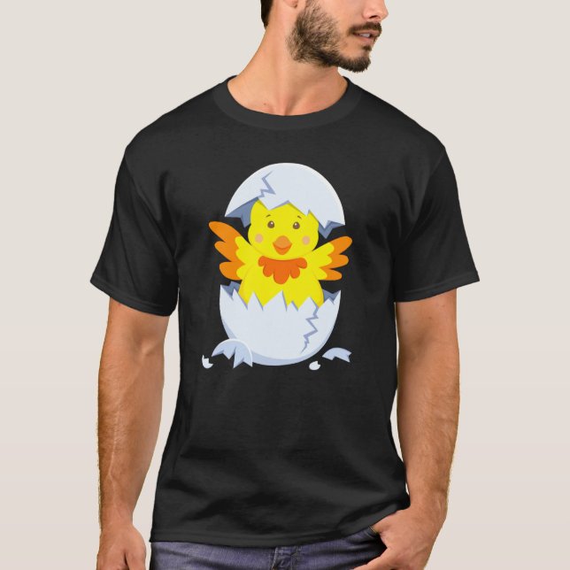 Chick hatches out of egg chicken chick with egg sh T-Shirt (Front)
