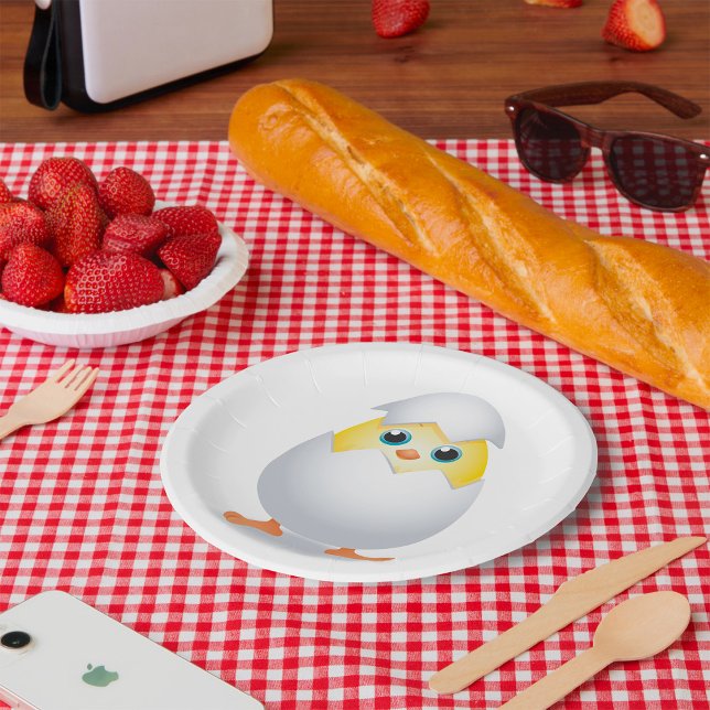 Chick Hatching Yellow Chicken Paper Plates (Creator Uploaded)