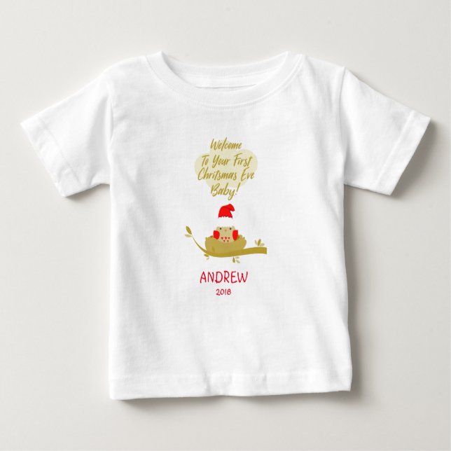 Chick in Nest First Christmas Baby T-Shirt (Front)