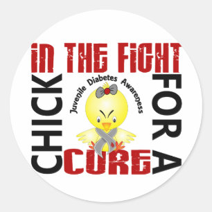 Chick In The Fight Juvenile Diabetes Classic Round Sticker