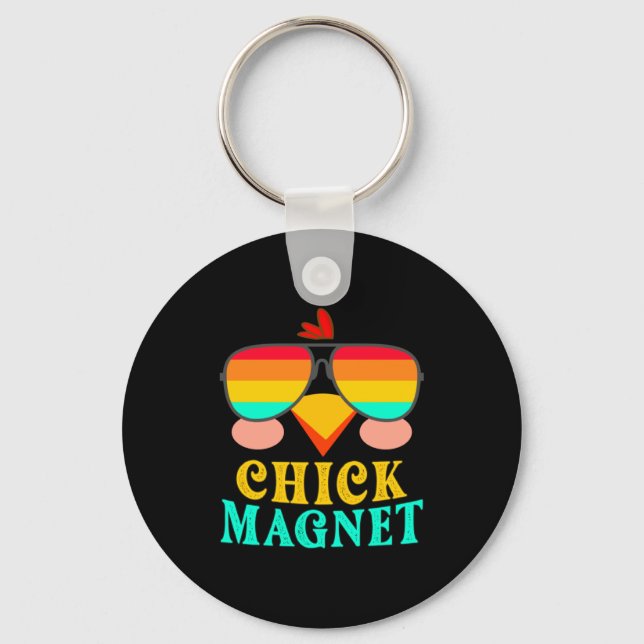 Chick Magnet Cute Easter Egg Hunting Spring Out  Key Ring (Front)