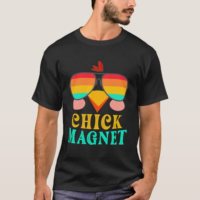 Chick Magnet  & Cute Easter Egg Hunting Spring Out T-Shirt (Front)