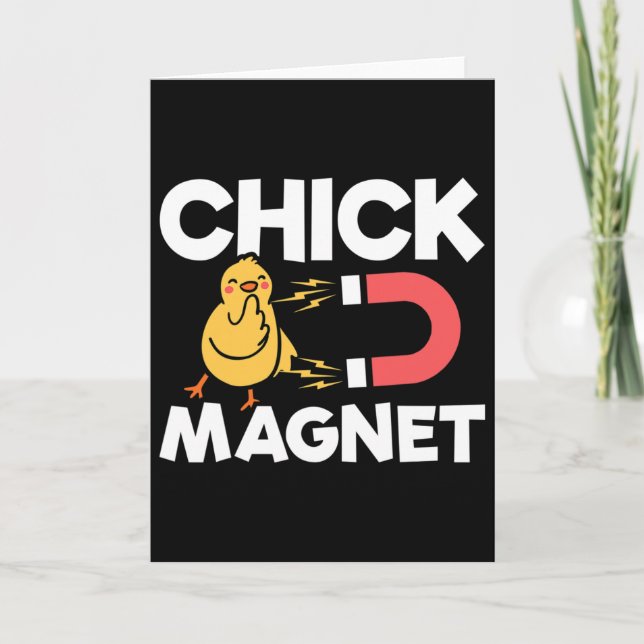 Chick Magnet Easter Chicks Joke Fun Chicken Pun  Card (Front)