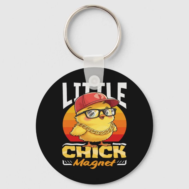 Chick Magnet Funny By Chicken Cool Sungles Boys  Key Ring (Front)
