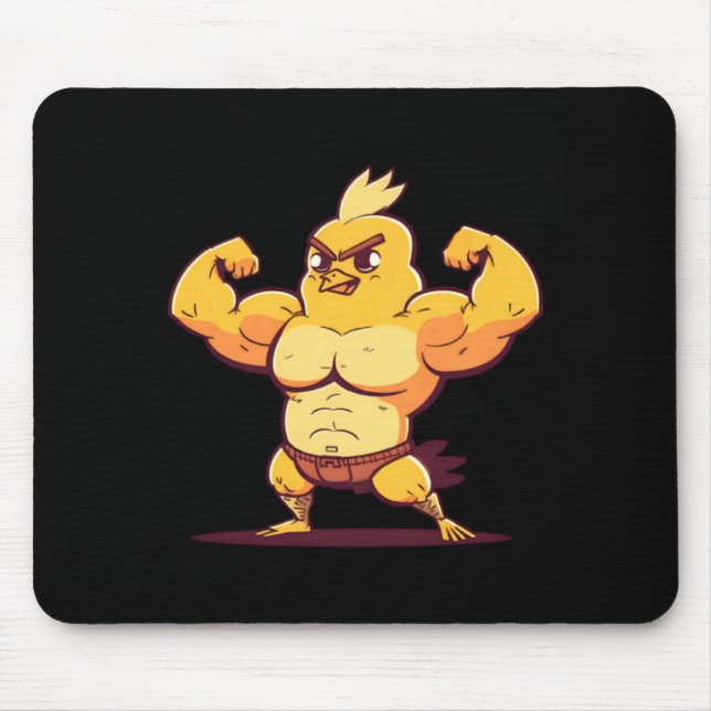 Chick Muscular Bodybuilding Easter  Mouse Pad (Front)
