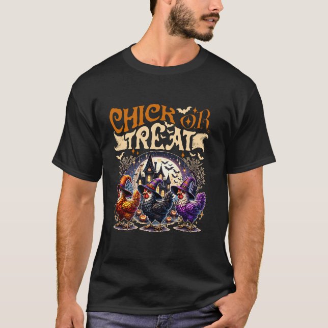 Chick Or Treat Chicken Halloween Costume Funny T S T-Shirt (Front)