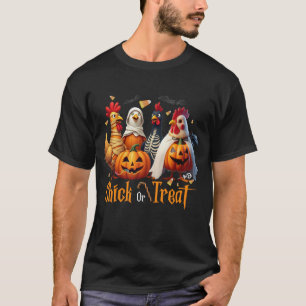 Chick Or Treat Chicken Halloween Costume Pumpkin F T-Shirt