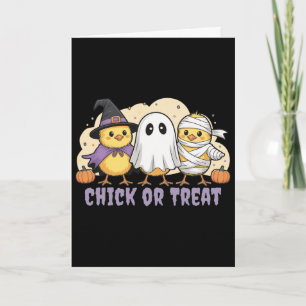 Chick Or Treat Chicken Witch Halloween Costume Men Card