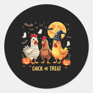 Chick Or Treat Cute Chicken Halloween Humour  Classic Round Sticker