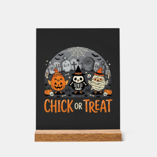 Chick or Treat Cute Halloween Graveyard Design_1 Acrylic Sign