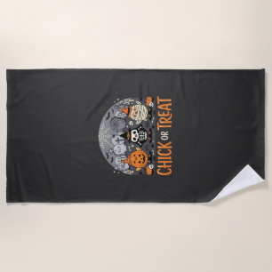 Chick or Treat Cute Halloween Graveyard Design_1 Beach Towel