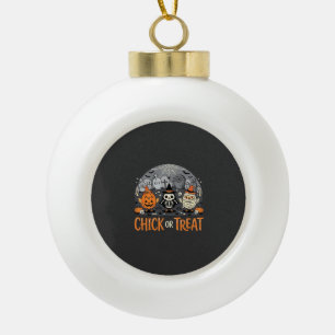 Chick or Treat Cute Halloween Graveyard Design_1 Ceramic Ball Christmas Ornament