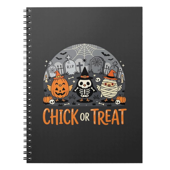 Chick or Treat Cute Halloween Graveyard Design_1 Notebook (Front)