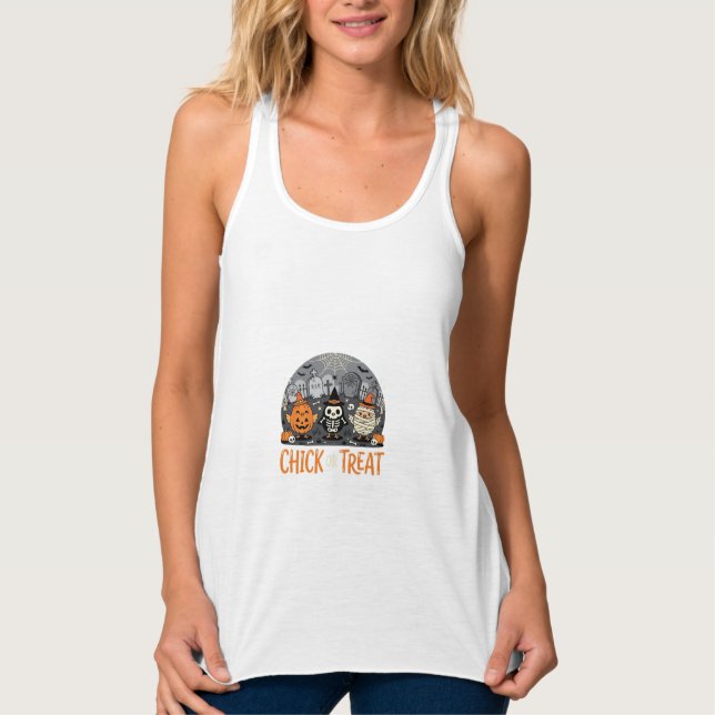 Chick or Treat Cute Halloween Graveyard Design_1 Singlet (Front)