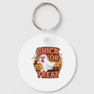 Chick Or Treat Funny Chicken Halloween Costume Key Ring