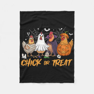 Chick Or Treat Funny Chicken Pumpkin Ghost Spooky  Fleece Blanket