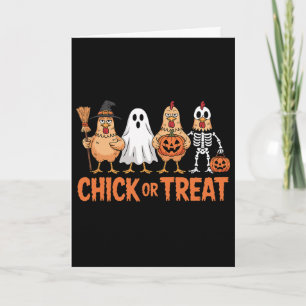 Chick Or Treat Funny Halloween Chicken Costume Card