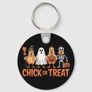 Chick Or Treat Funny Halloween Chicken Costume Key Ring