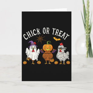 Chick Or Treat Funny Halloween Chicken Costume Men Card