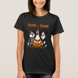 Chick or Treat Funny Halloween Chicken Farmer Cost T-Shirt