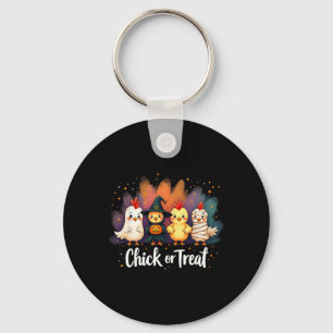 Chick Or Treat Funny Halloween Cute Chicken Costum Key Ring