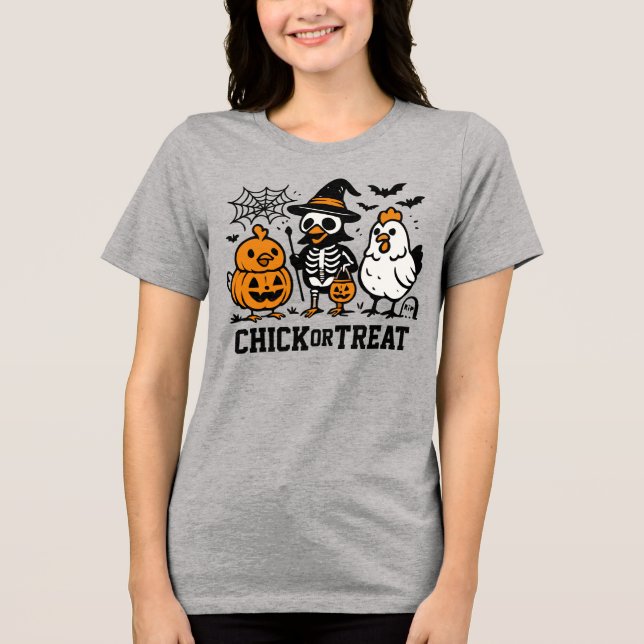 Chick or Treat funny HalloweenT-Shirt Tri-Blend Shirt (Front)