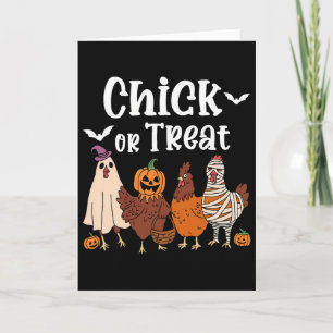 Chick Or Treat Funny Spooky Chicken Halloween Wome Card
