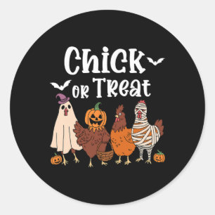 Chick Or Treat Funny Spooky Chicken Halloween Wome Classic Round Sticker