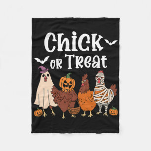 Chick Or Treat Funny Spooky Chicken Halloween Wome Fleece Blanket