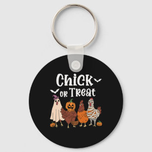 Chick Or Treat Funny Spooky Chicken Halloween Wome Key Ring