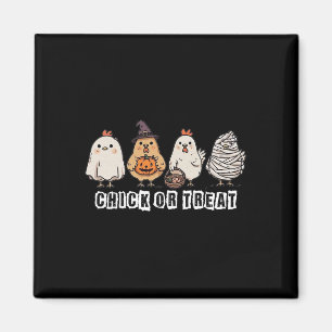 Chick Or Treat Funny Witch Chicken Spooky Hallowee Magnet