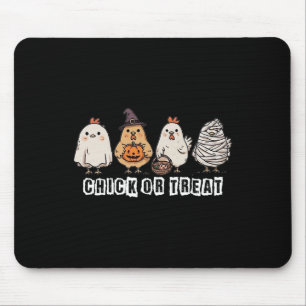 Chick Or Treat Funny Witch Chicken Spooky Hallowee Mouse Pad