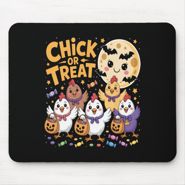 Chick Or Treat Halloween Moon Chicken Fun  Mouse Pad (Front)